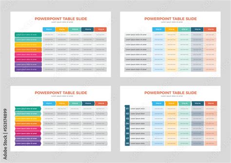 PowerPoint Table Layout, 4 Different Table Format, PowerPoint Table ...