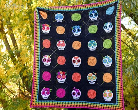 Crochet PATTERN Sugar Skull Sampler Crochet Blanket Pattern, Day of the Dead Throw Blanket ...