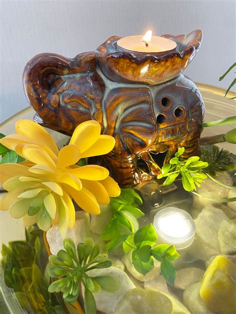 Amber Elephant Water Fountain With Tealight Zen Tranquility - Etsy