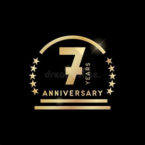 7th Year Anniversary Golden Emblem. Vector Icon. Stock Vector - Illustration of flat, marriage ...