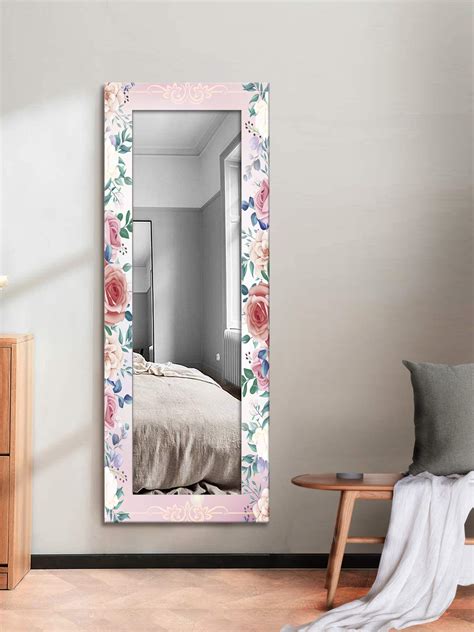 Buy 999STORE Printed Mirror for Decoration in Living Room Mirror Glass for Wall Rose with Tree ...