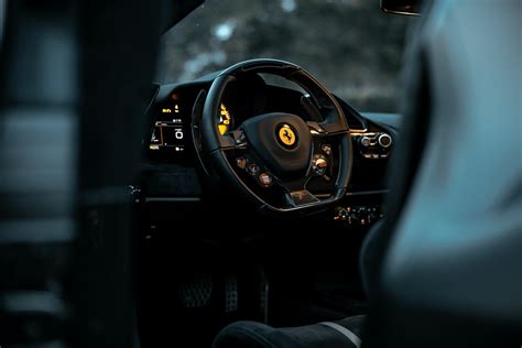 Car Interior with a Steering Wheel · Free Stock Photo