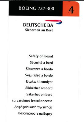 RARE SAFETY CARD Deutsche BA Boeing 737-300 EUR 3,00 - PicClick FR