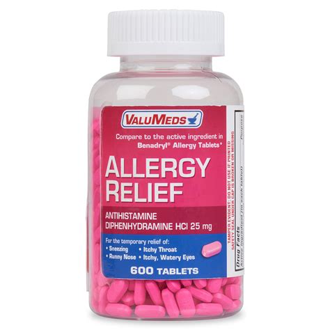 Kirkland Signature Allergy Relief Medicine 600 Tablets 25-mg Compare To ...