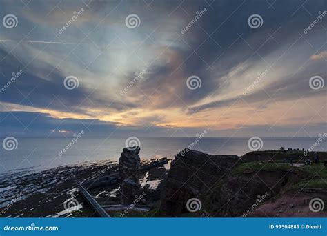 Sunset on Heligoland / Helgoland with the Lange Anna Stock Image ...