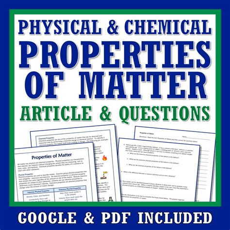 Physical Properties and Chemical Properties of Matter Article - Flying Colors Science