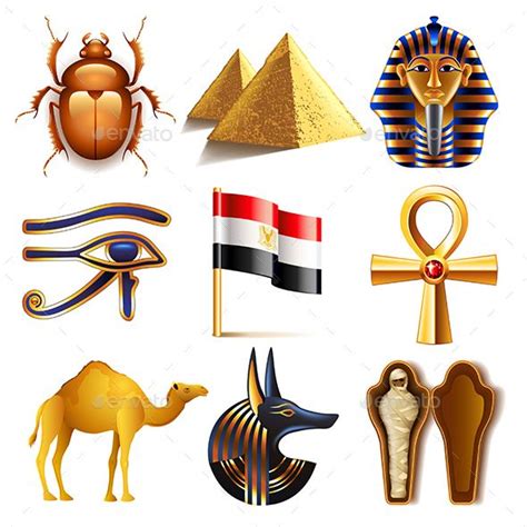 Egypt Icons Vector Set | Egypt, Egyptian art, Egypt art