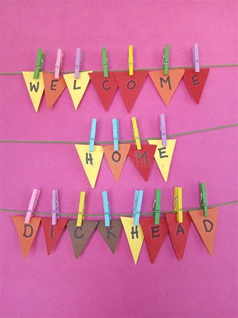 Funny welcome home banner stock photo. Image of unique - 309011230