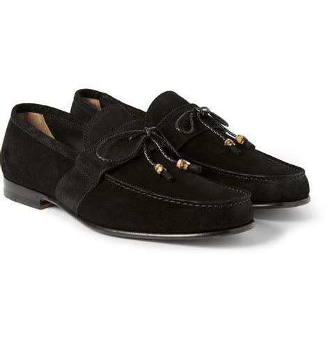 Gucci Suede Penny Loafers in Black for Men | Lyst