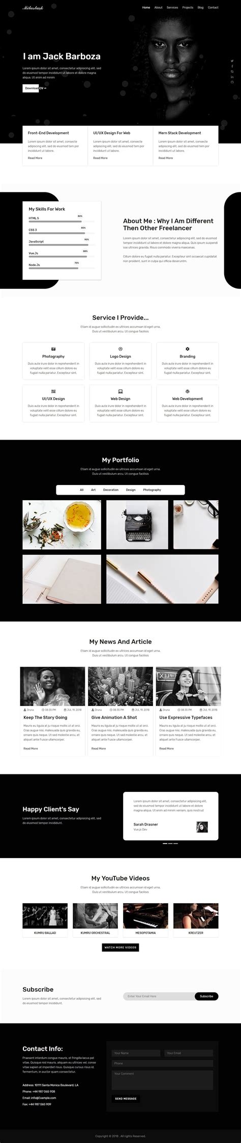 Responsive Portfolio HTML Website Template Html Portfolio Template ...