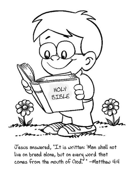 Child Reading Bible Coloring Page