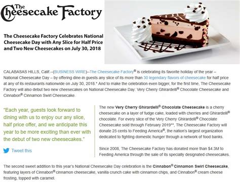 Cheesecake Factory Printable Coupons