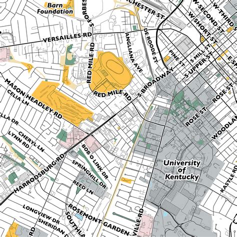 Lexington Map Print, Street Names Lexington Print, Printable Map of Lexington, City Map Art ...