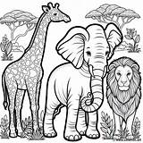 Easy savannah coloring Page Download Or Print For Free sketch template