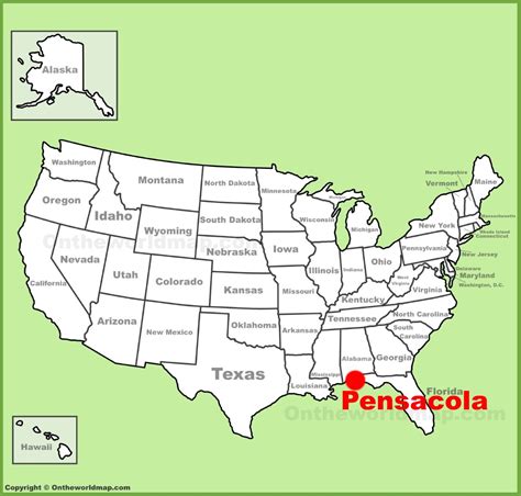 Pensacola location on the U.S. Map - Ontheworldmap.com