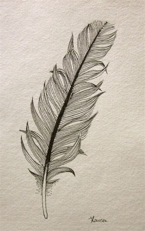 Another messy black feather -- original ink drawing | Feather drawing ...