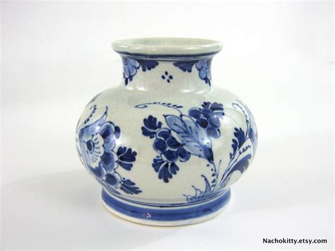 Delft Pottery Blue & White Handpainted Vase Circa by Nachokitty
