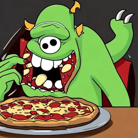 a monster eating a pizza | OpenArt