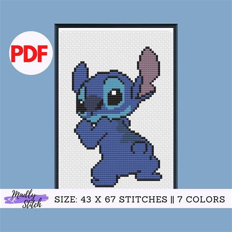 Lilo and Stitch Cross Stitch PDF Pattern Easy for Beginner Cute Design ...