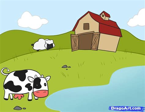 Simple Farmhouse Drawing Draw Farm - JHMRad | #51941