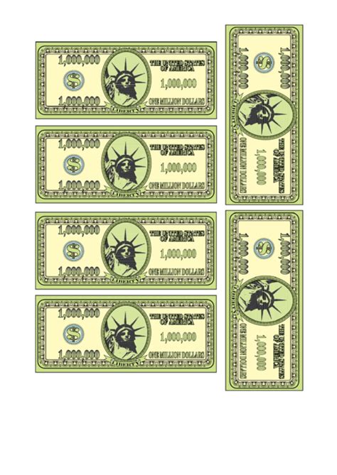 One Million Dollar Bill Template printable pdf download