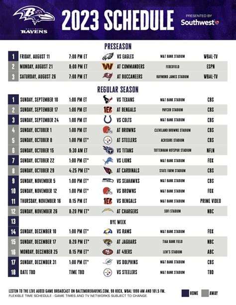 Ravens 2023 Schedule Printable