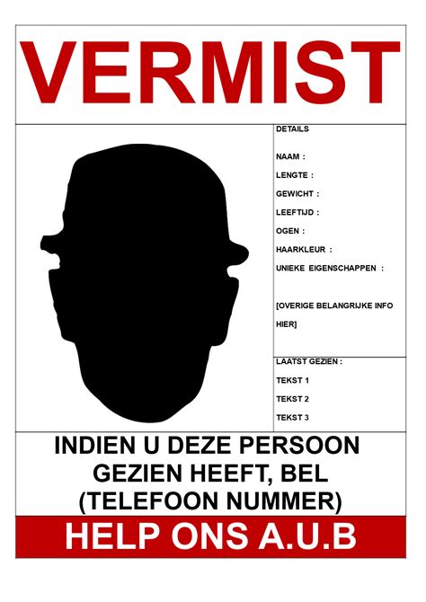 Vermist Persoon Poster Template | Templates at allbusinesstemplates.com