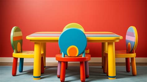 Premium AI Image | Vibrantly colorful dining table set for kids
