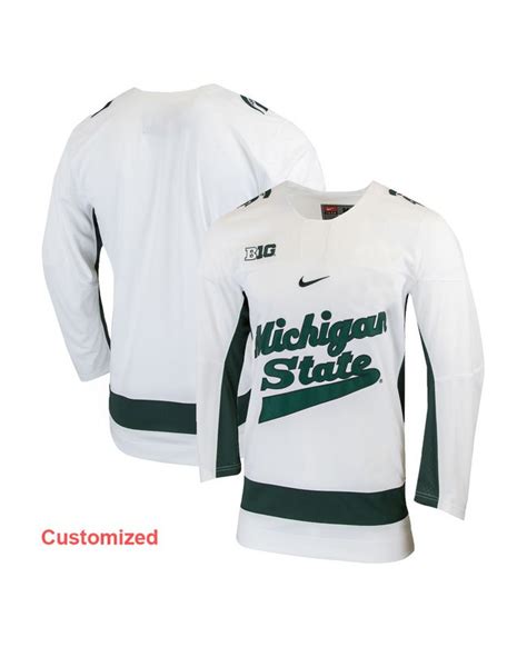 Men's Nike Michigan State Spartans White Custom Hockey Jersey