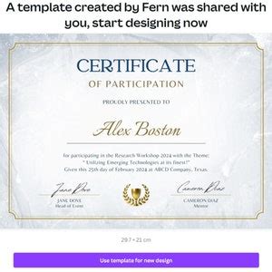 Certificate of Participation Canva Template Blue and Gold Minimalist ...