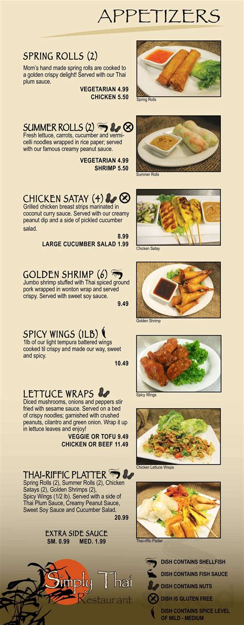 Simply Thai Restaurant menu in Windsor, Ontario, Canada