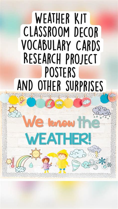 Weather Chart Bulletin Board & Classroom Decor. Posters, Vocabulary Cards, Research