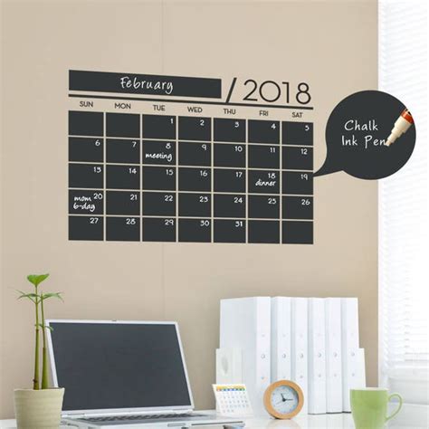 2018 Small Wall Calendar Decal Chalkboard Wall Decal Monthly | Etsy