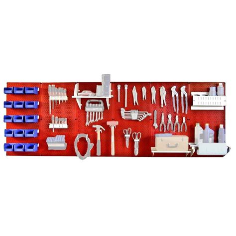 Wall Control 32 in. x 96 in. Metal Pegboard Master Workbench Tool ...