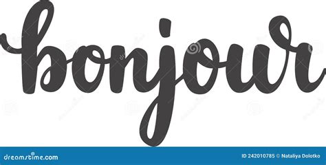 `Bonjour` Hand Lettering in French, in English Means `Hello` Stock Vector - Illustration of cute ...