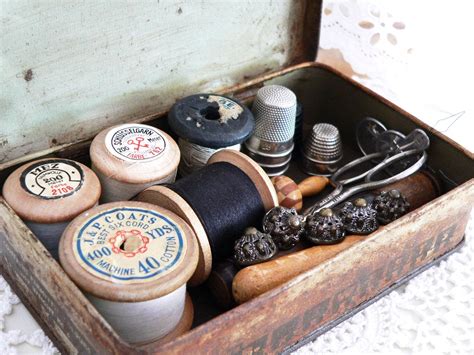 SALE Antique Sewing Kit In A Tin Box | Etsy | Antique sewing kit, Sewing kit, Sewing box