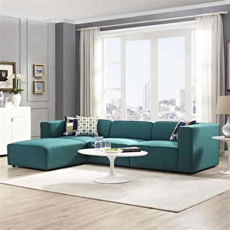 Mingle Teal Upholstered Fabric Sectional Sofa Collection - Las Vegas ...