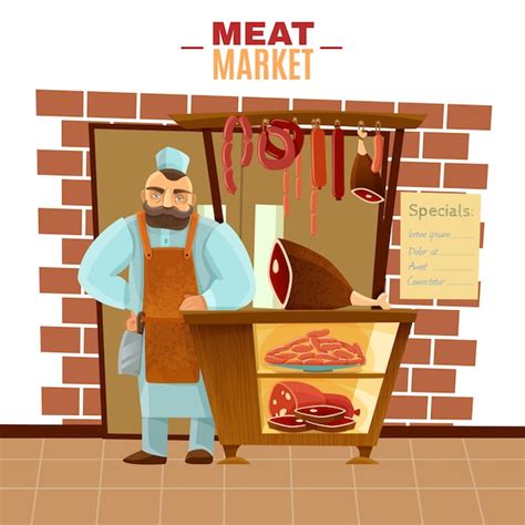 Free Vector | Butcher cartoon illustration