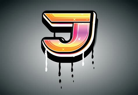 3D J Letter graffiti with drip effect 8168072 Vector Art at Vecteezy