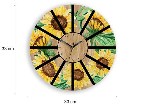 Wall Clock sunflower, Large wall clock, Wall clock with flowers, Unique ...