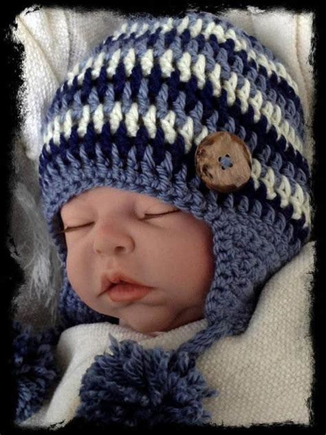 Crochet PATTERN Crocheted Ear Flap Hat for Sizes 0-3 Month - Etsy