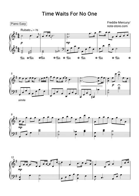 Freddie Mercury - Time Waits For No One sheet music for piano [PDF ...