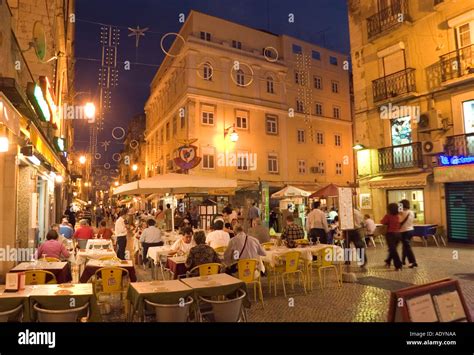 Lisbon Portugal Nightlife in Rua das Portas de Santo Antao Stock Photo - Alamy