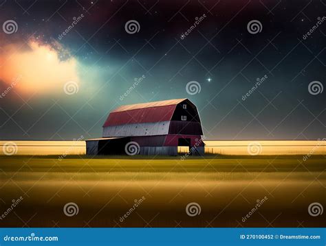 Old Barn on the Farm in the Night. Generative Al Illustration Stock ...