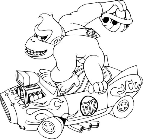 Coloriage Donkey Kong Mario Kart à imprimer