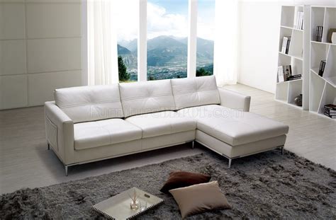 Slim Sectional Sofa by Beverly Hills in White Full Leather