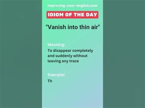 Vanish into thin air - Idiom of the Day - YouTube