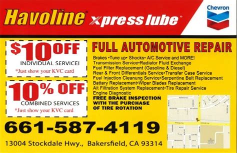 Havoline Xpress Lube | Kern Value Card