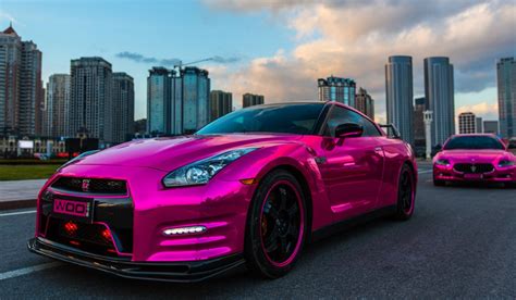 Gallery: Chrome-Pink Wrapped Nissan GT-R and Maserati Quattroporte - GTspirit