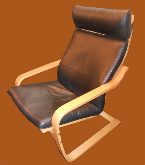 Uhuru Furniture & Collectibles: IKEA Poang Lounge Chair in Black Leather- SOLD